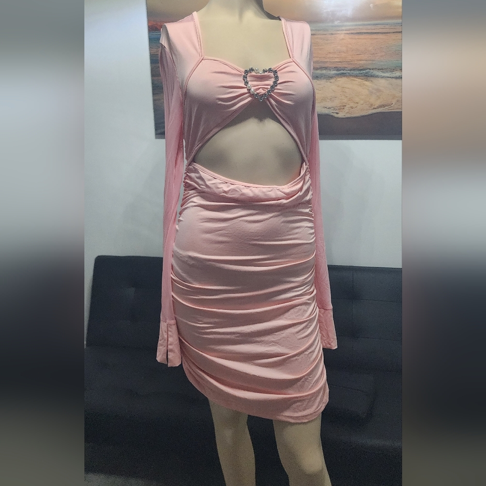 Pink Cutout Dress with Heart Detail